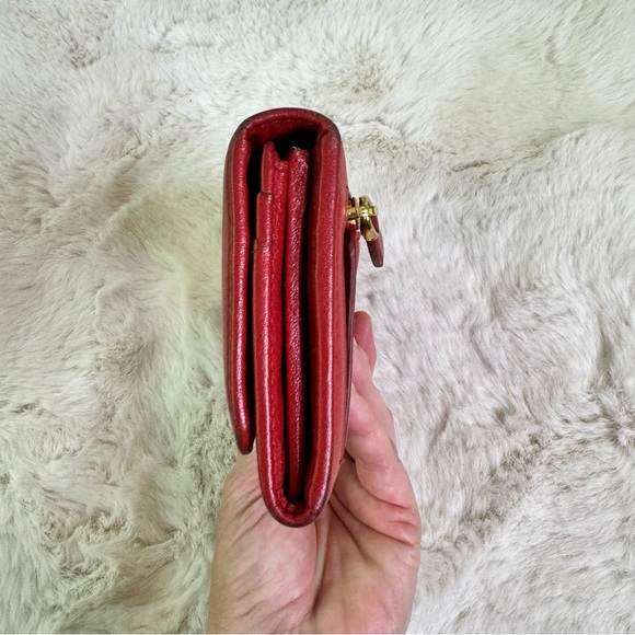 Prada Long Wallet Red Leather Gold Hardware - Picture 7 of 13